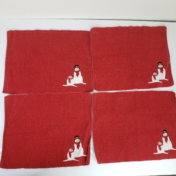 St Nicholas Square Placemats Red Snowmen Winter - Picture 2 of 6